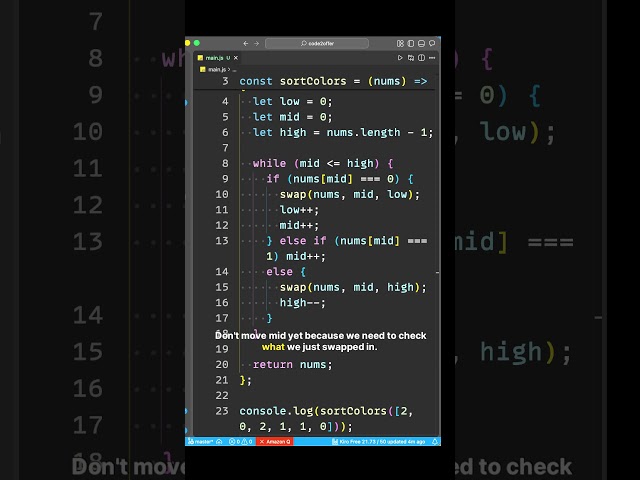 Dutch National Flag Algorithm in 30 Seconds 🚀 #shorts  #viral #coding #tech #trending #frontend