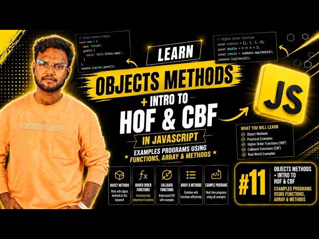 JavaScript Object Methods, HOF & Callback Functions in Telugu 🔥 | Example Programs | JS Course #11