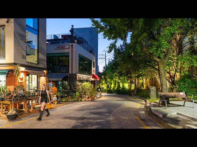 [4K HDR] Seoul Night Walk | Hongdae Street to Gyeongui Line Forest Cafe Alleys Relaxing Ambience