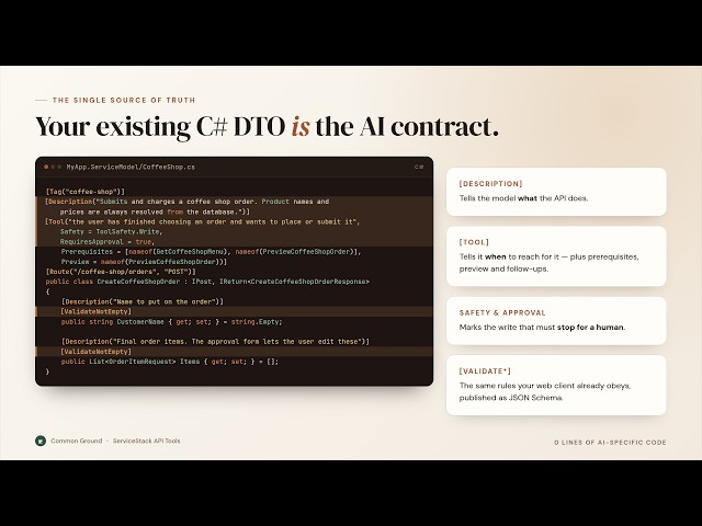 Your existing C# DTO is the AI Contract - enable API + MCP tools for your APIs