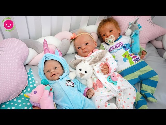 Rutina de noche de mis bebés reborn Anuk, Lindea y Leo