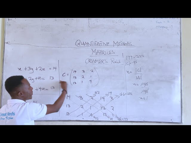 QUANTITATIVE METHODS - MATRICES (CRAMER'S RULE)