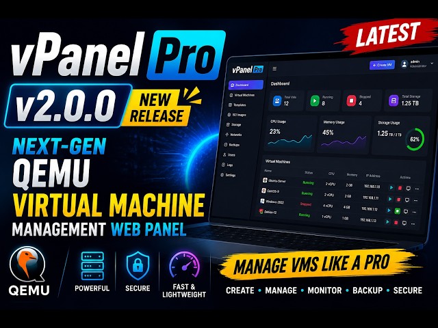 vPanel Pro v2.0.0 Latest | Powerful QEMU Virtual Machine Management Web Panel