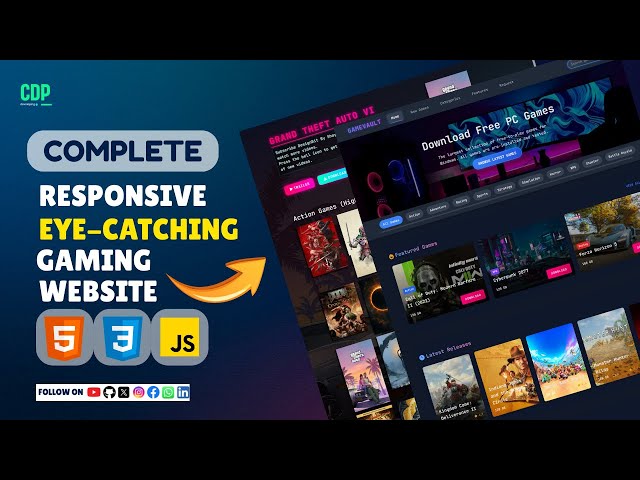 How to Build a Fully Responsive Gaming Website | HTML, CSS, JS Tutorial for Beginners (2025)