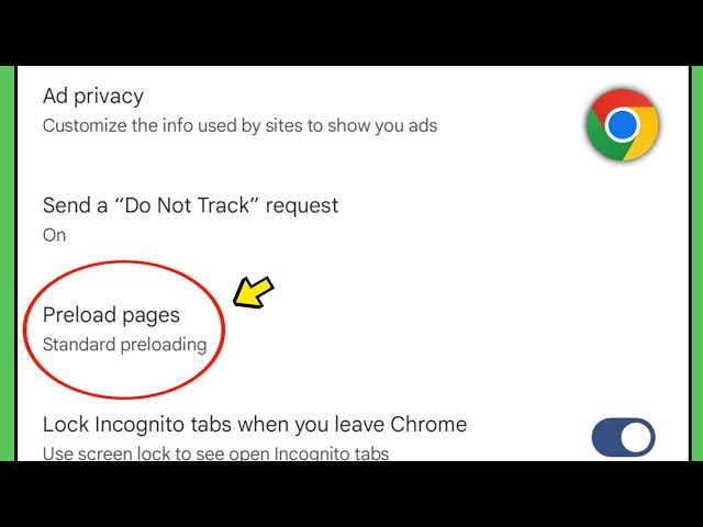 Preload pages settings on chrome