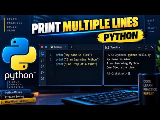 Print Multiple Lines in Python | print() Explained | Python for Beginners #2