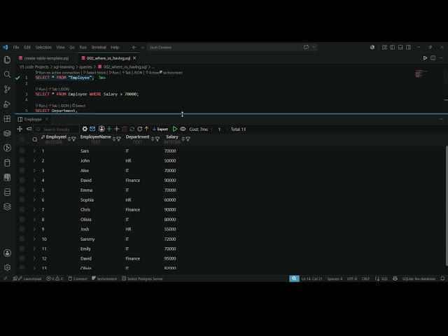 📘Episode 2:WHERE vs HAVING in SQL| SQL Interview Lab| SQL Interview Questions Explained🔥#coding #sql