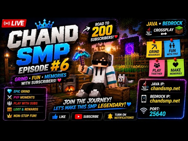 🔴 LIVE | Grinding With Subscribers! ❤️ Road to 200 Subs | CHAND SMP Episode #6