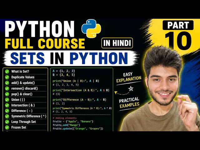 Sets in Python Explained | Python Full Course Part 10 | Complete Hindi Tutorial
