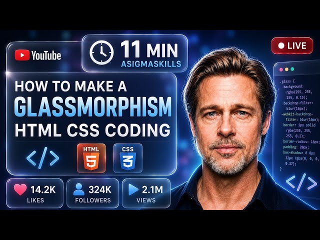 How to Make Glassmorphism Website Using HTML & CSS | Glass UI Tutorial in 11 Minutes 🔥ASIGMASKILLS