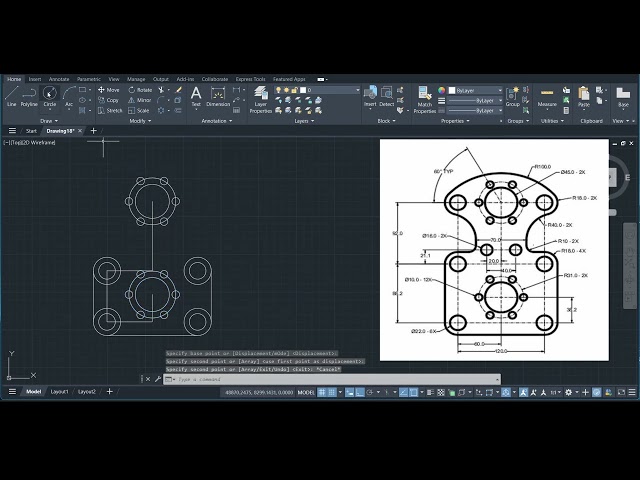 AutoCAD Mechanical Drawing Tutorial | Polar Array + Fillet + Trim Explained #autocad