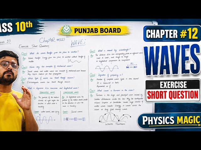 Class 10 Physics Chapter 12 Waves | Exercise Short Questions | Punjab Board دسویں جماعت کی فزکس