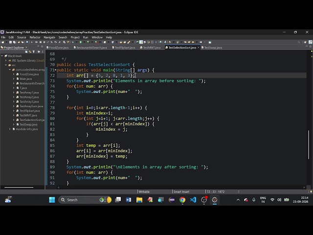 SORTING TECHNIQUES | LIVE CODING SESSION | JAVA DSA – DAY 3