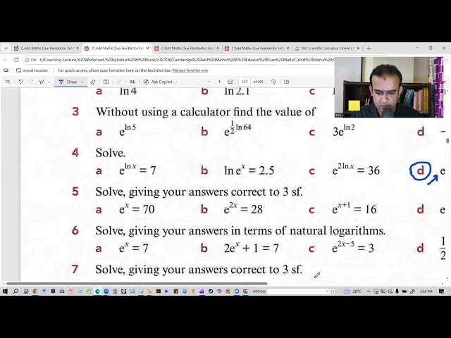 Natural log and exponential function