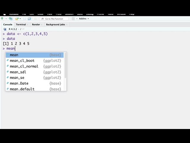 First Steps in R: Assigning Variables and Calculating the Mean