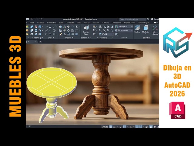Create 3D furniture in AutoCAD step by step: Rustic table 2026