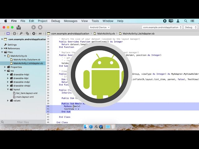 Native Android development with the VB.NET language using Mercury