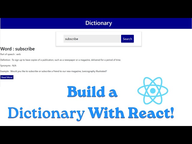 Build a Dictionary App in React (Fetch API) 🚀
