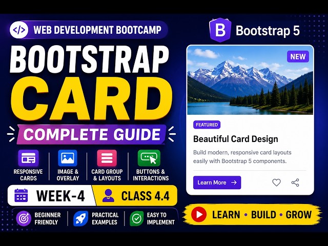 Bootstrap 5 Cards Tutorial | Web Development Bootcamp | Week 4 Class 4.4