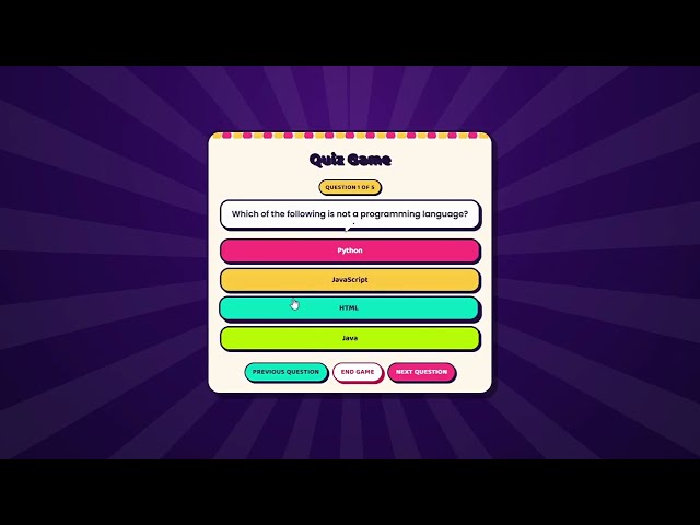 I Built a Quiz Game from Scratch — HTML CSS JS