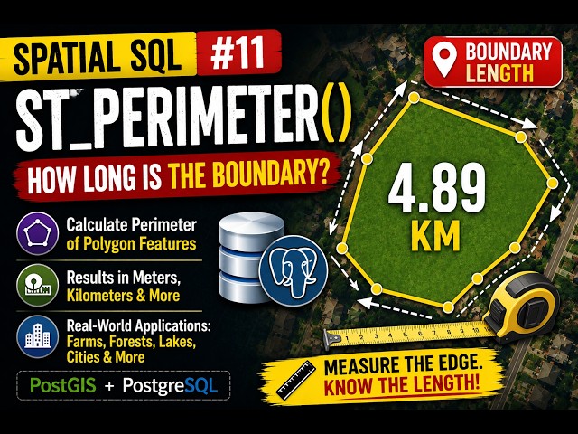 ST_Perimeter() |How to Calculate Polygon Perimeter in PostGIS using ST_Perimeter() | Spatial SQL #11