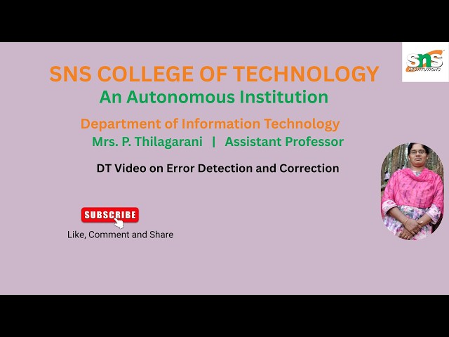 DT Video on Error Detection and Correction | Information Coding Techniques | SNS Institutions