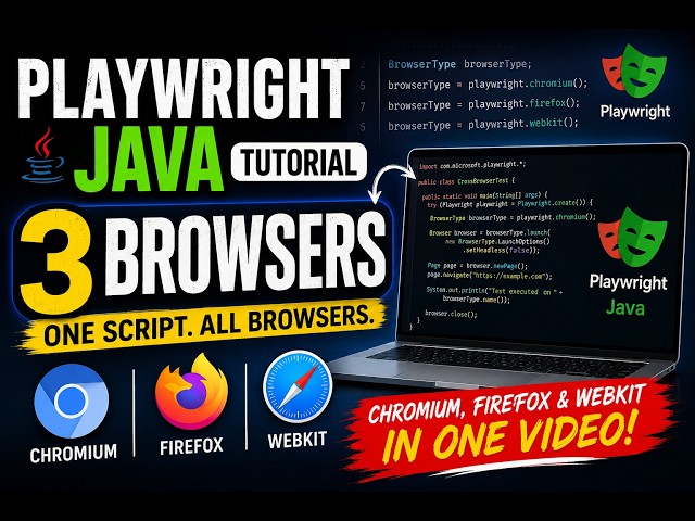 Playwright Java Tutorial | Run Tests on Chromium, Firefox & WebKit (3 Browsers)