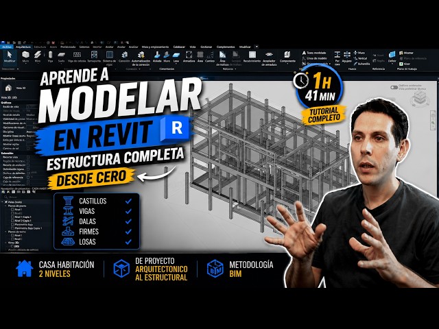 APRENDE A MODELAR en Revit 2026 | Estructura COMPLETA desde CERO en 1H 41 MIN | Tutorial BIM