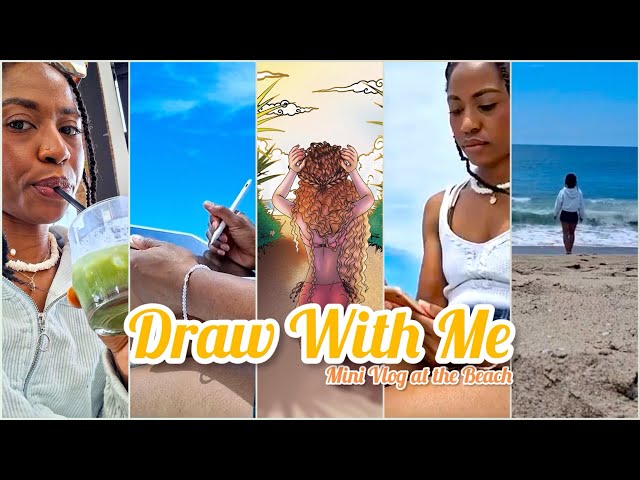Mini Art Vlog | Draw With Me at the Beach | Coloring Process | RoShawnda Coulson 