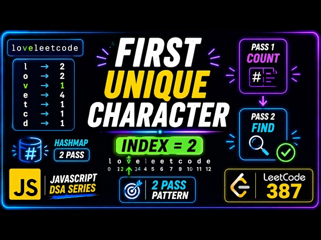 First Unique Character in a String | LeetCode 387 | JavaScript