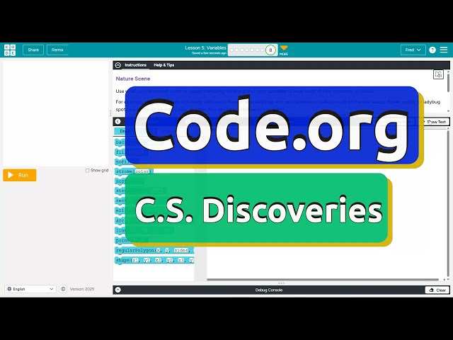 Code.org Lesson 5.8E Variables | Nature Scene | Tutorial with Answers | Unit 3 C.S. Discoveries