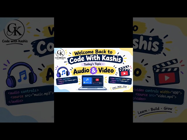 HTML Audio & Video Explained | How to Add Audio and Video in HTML #html #shorts #shortsfeed #tech