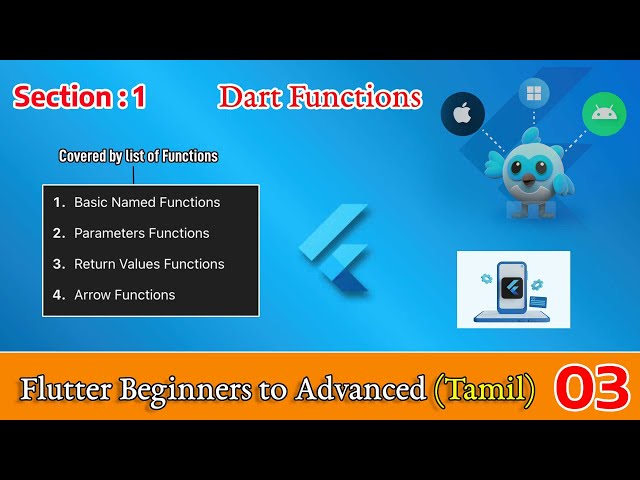 Dart Functions Explained in Tamil | Dart Programming Flutter Beginners to Advanced | Dilip Coder