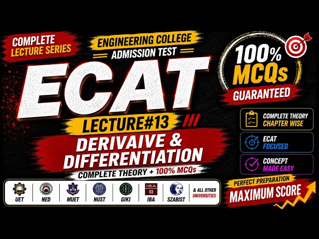 ECAT Differentiation (Derivative) | Complete Theory + MCQs | For All Universities