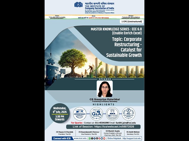 Live Webinar on Corporate Restructuring-A catalyst for Sustainable Growth
