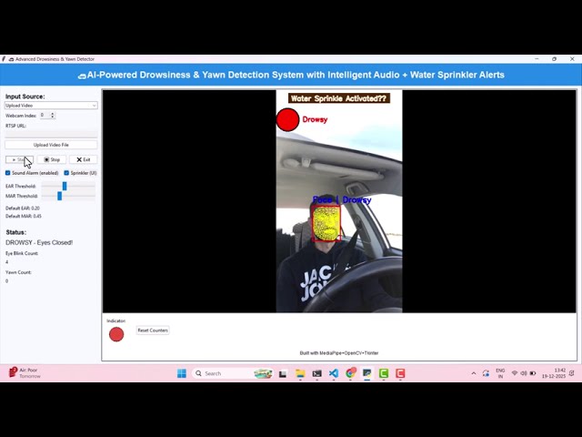 🚗😴 Driver Drowsiness Detection System | Fatigue Monitoring Using AI | MediaPipe + Python + Tkinter