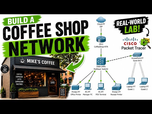 Build a Coffee Shop Network in Cisco Packet Tracer (Step-by-Step)