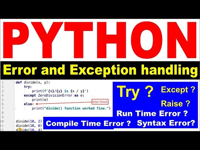 #12 Python - Error and Exception Handling | Try, Except, Raise Complete Understanding |By DEVELOPERS