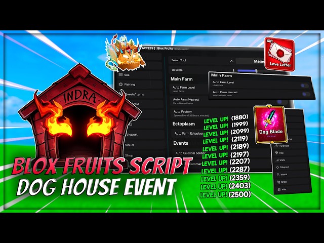 [🐶] Blox Fruits Script – Dog House Event, Auto Farm, Sea Events, Mastery, Raid & More (No Key)