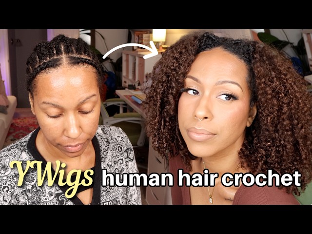 THIS COLOR IS EVERYTHING! | #4 MEDIUM BROWN WATER CURLY HUMAN HAIR CROCHET INSTALL |  ft. Ywigs