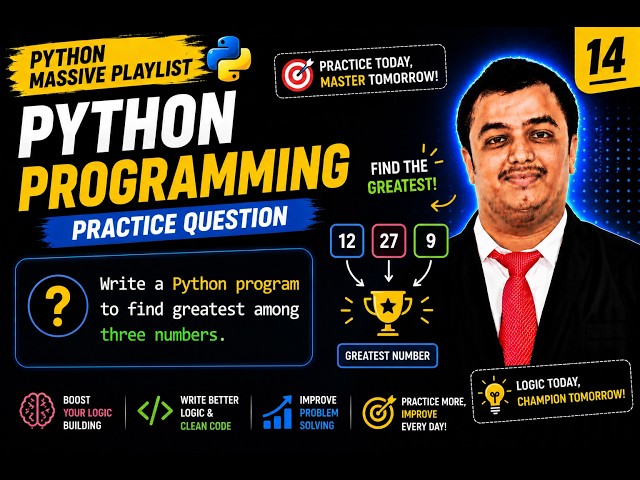Python Video 14 🐍 Python Program to Find Greatest Among Three Numbers 🚀