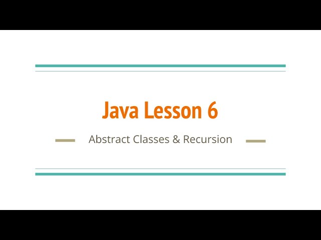 Advanced Java Lesson 6