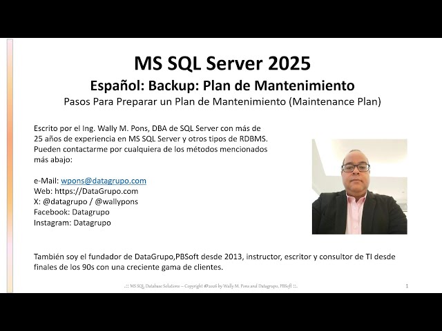 MS SQL Server Shorts :: Español: Plan de Mantenimiento