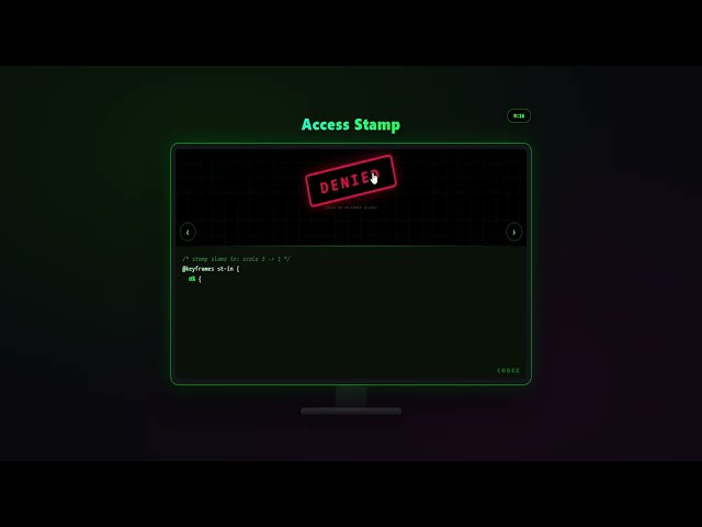 5 HACKER UI Secrets — Access Code, Stamp, Radar, Boot | CSS + JS ($5)