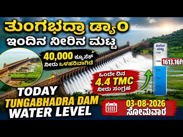 03-08-2026 Today TB DAM WATER LEVEL | ತುಂಗಭದ್ರಾ ಡ್ಯಾಮ್ ಇಂದಿನ ನೀರಿನ ಮಟ್ಟ #tbdamwaterlevel #tbdam