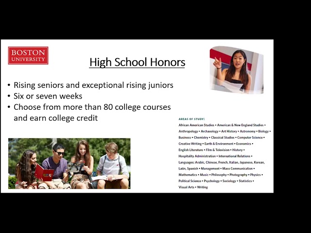 Pre-College Programs at BU Summer Term - Webinar 2021