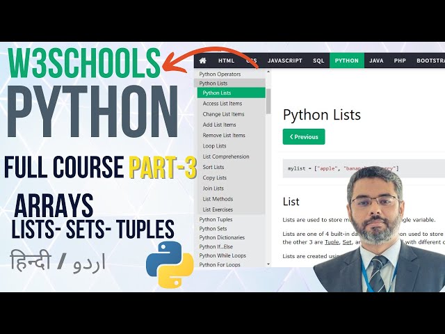 W3Schools Python Full Course in (Hindi/Urdu) | Python Lists Sets Tutorial | Python for Beginners P-3