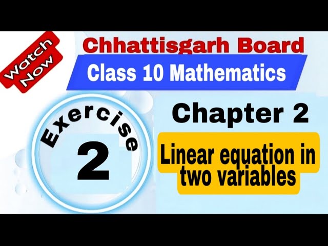 Chhattisgarh Board Class 10 Maths | Chapter 2 | Exercise 2 | Linear Equation in two variables 