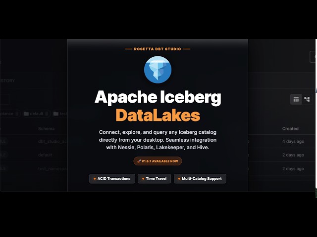 Exploring Apache Iceberg in Rosetta DBT Studio (v1.6.7)
