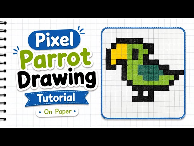 Easy Pixel Parrot Drawing on Grid Paper🦜✨️ | Step-by-Step Tutorial #pixelart #artonpaper #viralvideo